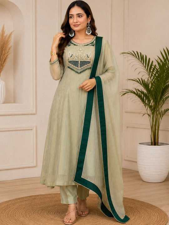 Women’s Embroidered Anarkali Kurta Set with Dupatta