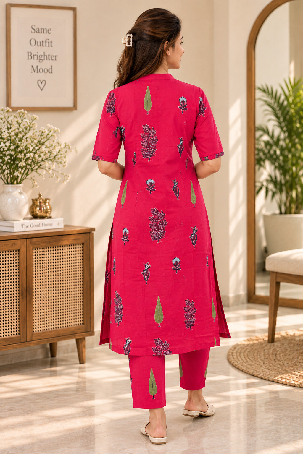 Printed Cotton Kurta Pant Set for Women