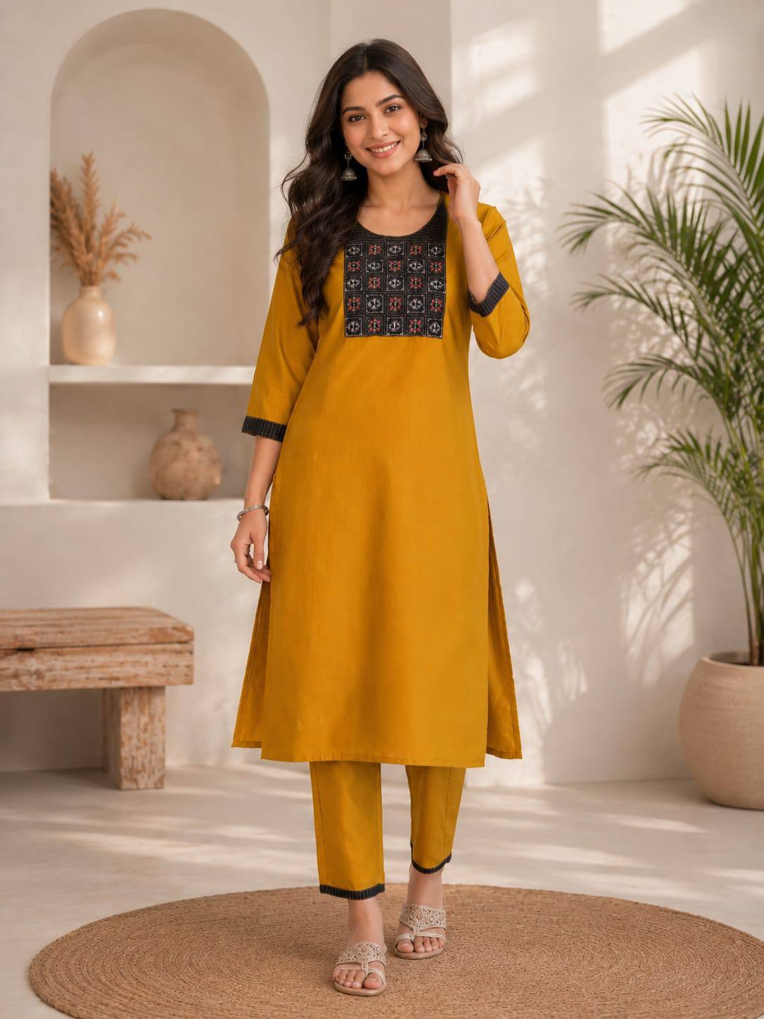 Apolyte Women's Premium Slub Cotton Kurta Palazzo Set | Daily, Office & Casual Wear