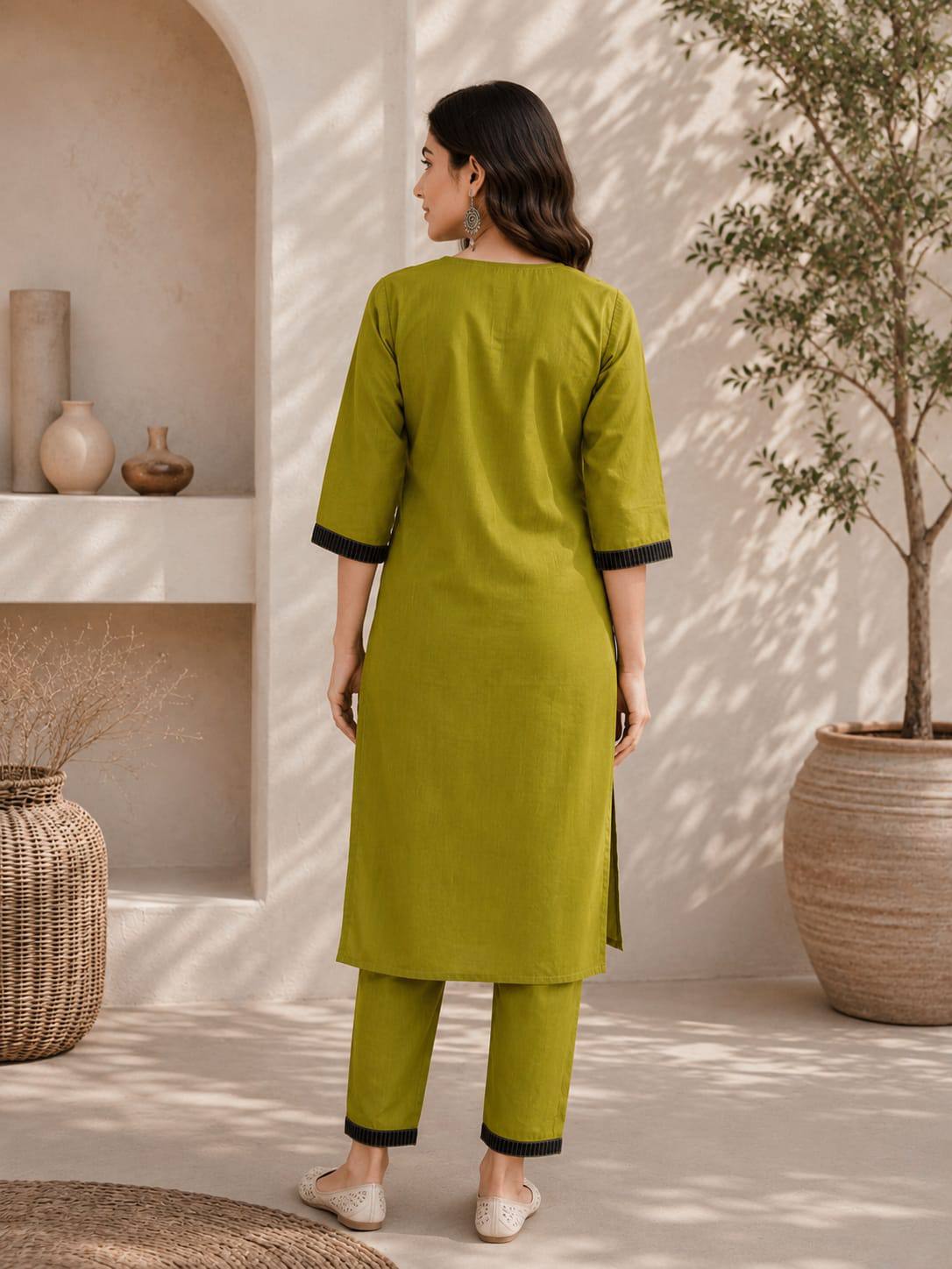 Apolyte Women's Premium Slub Cotton Kurta Palazzo Set | Daily, Office & Casual Wear