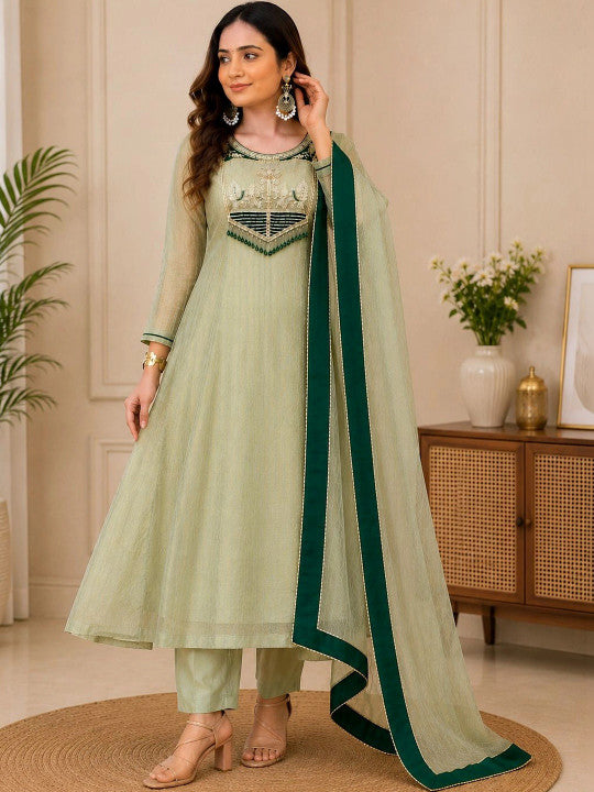 Women’s Embroidered Anarkali Kurta Set with Dupatta
