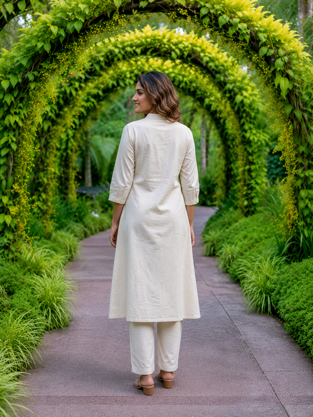 APOLYTE Women's 100% Natural Cotton Embroidered Co-ord Set with Palazzo | A-Line Kurti