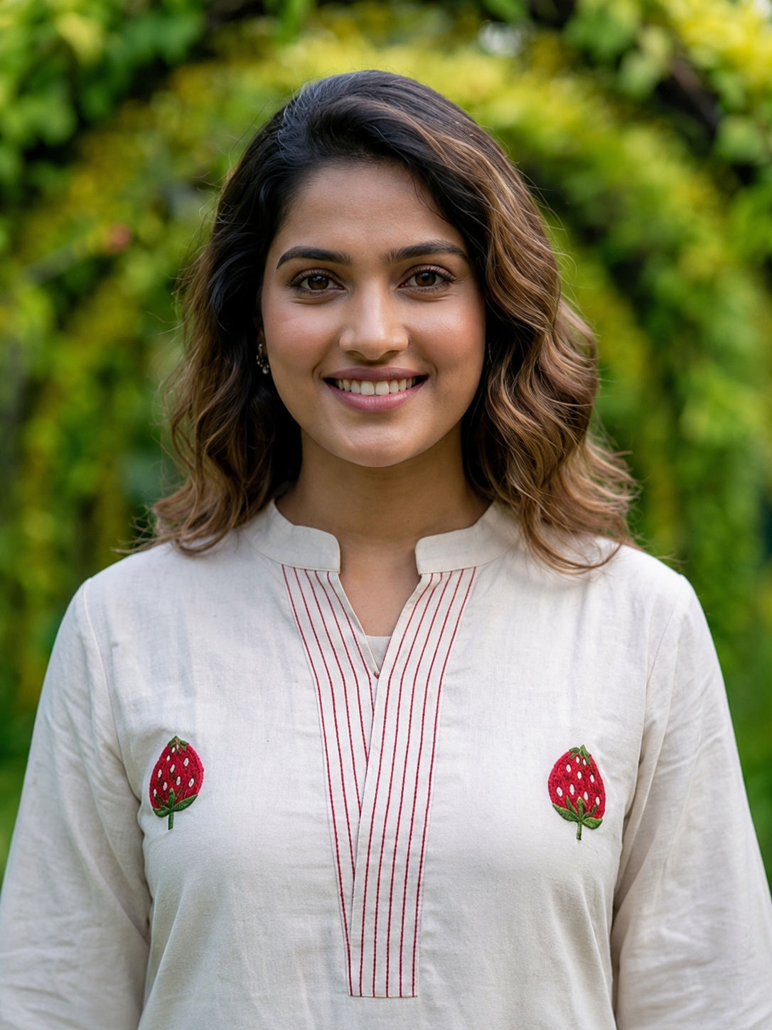 APOLYTE Women's 100% Natural Cotton Strawberry Embroidered Co-ord Set with Palazzo | A-Line Kurti for Women