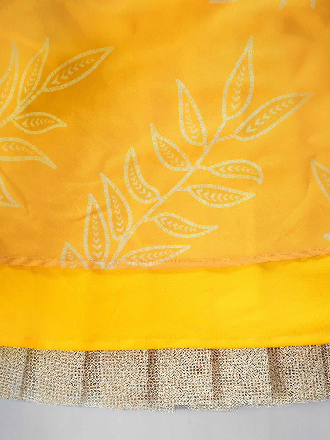 Mustard Embroidered Organza Lehenga Choli Set with Printed Jacket