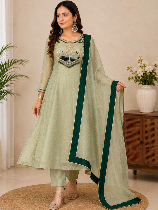 Women’s Embroidered Anarkali Kurta Set with Dupatta