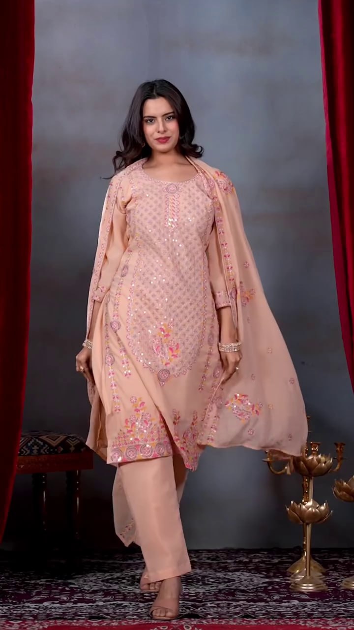 ADIDAS | FESTIVAL SPECIAL DESIGNER HEAVY EMBROIDERY SEQUENCE WORK TOP PENT WITH DUPATTA SET