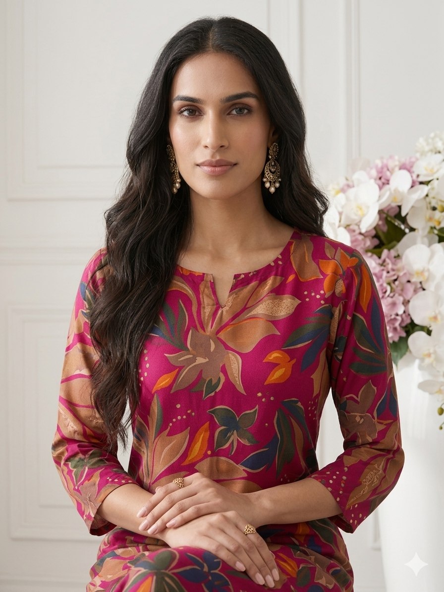 Women’s Printed Foil Work Rayon Cotton Co-Ord Set with Top & Palazzo