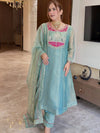 related-Women’s Floral Embroidered Pure Silk Kurta Set with Trousers & Dupatta