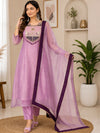 related-Women’s Pink Embroidered Anarkali Kurta Set with Dupatta