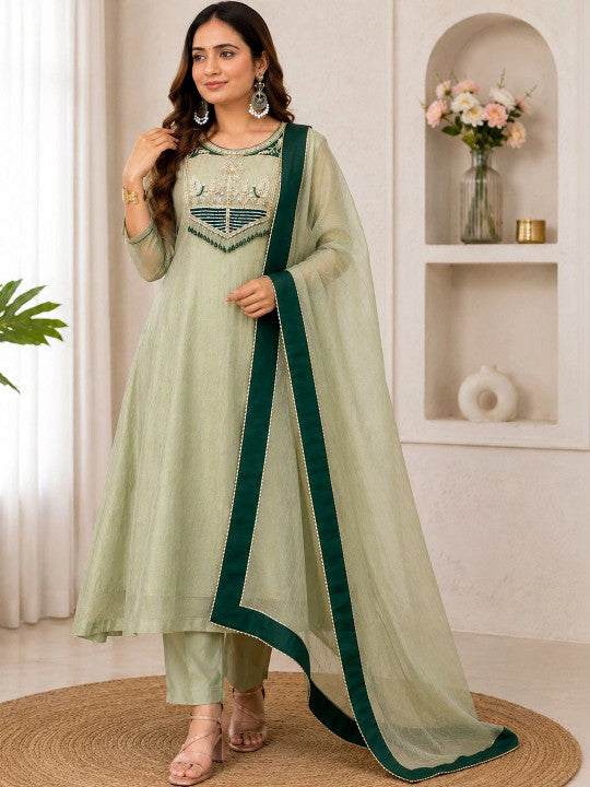 Women’s Embroidered Anarkali Kurta Set with Dupatta