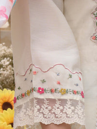 Off White Embroidered A-Line Kurta Trousers With Dupatta