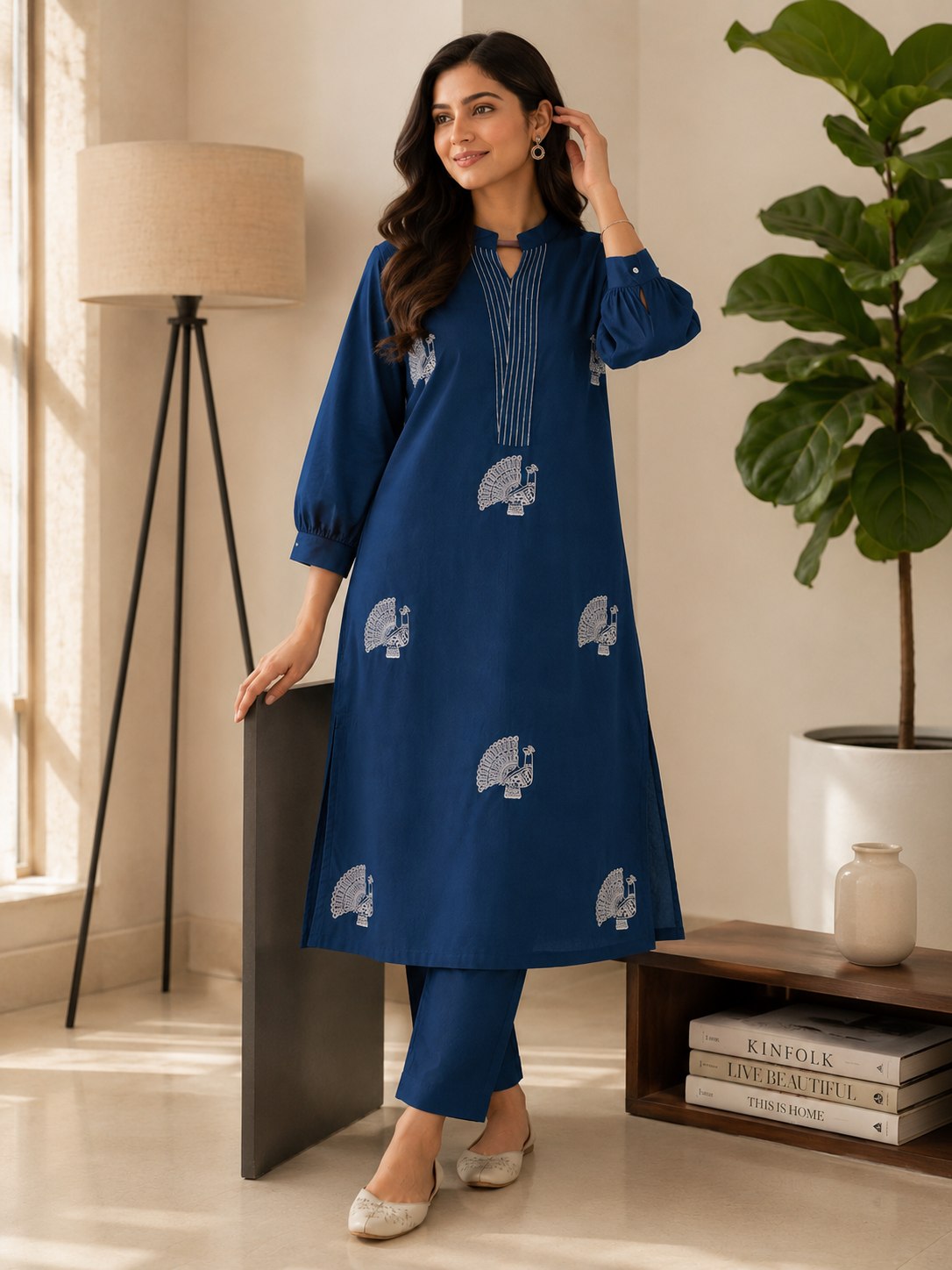 Women’s Cotton Co-Ord Set with Embroidered A-Line Top & Palazzo | Summer Special 2-Piece Cotton Co-Ord Set