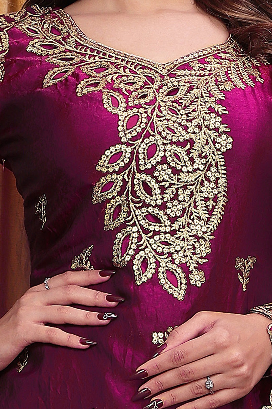 Women's Designer Embroidered Fendy Silk Sharara Suit Set with Dupatta