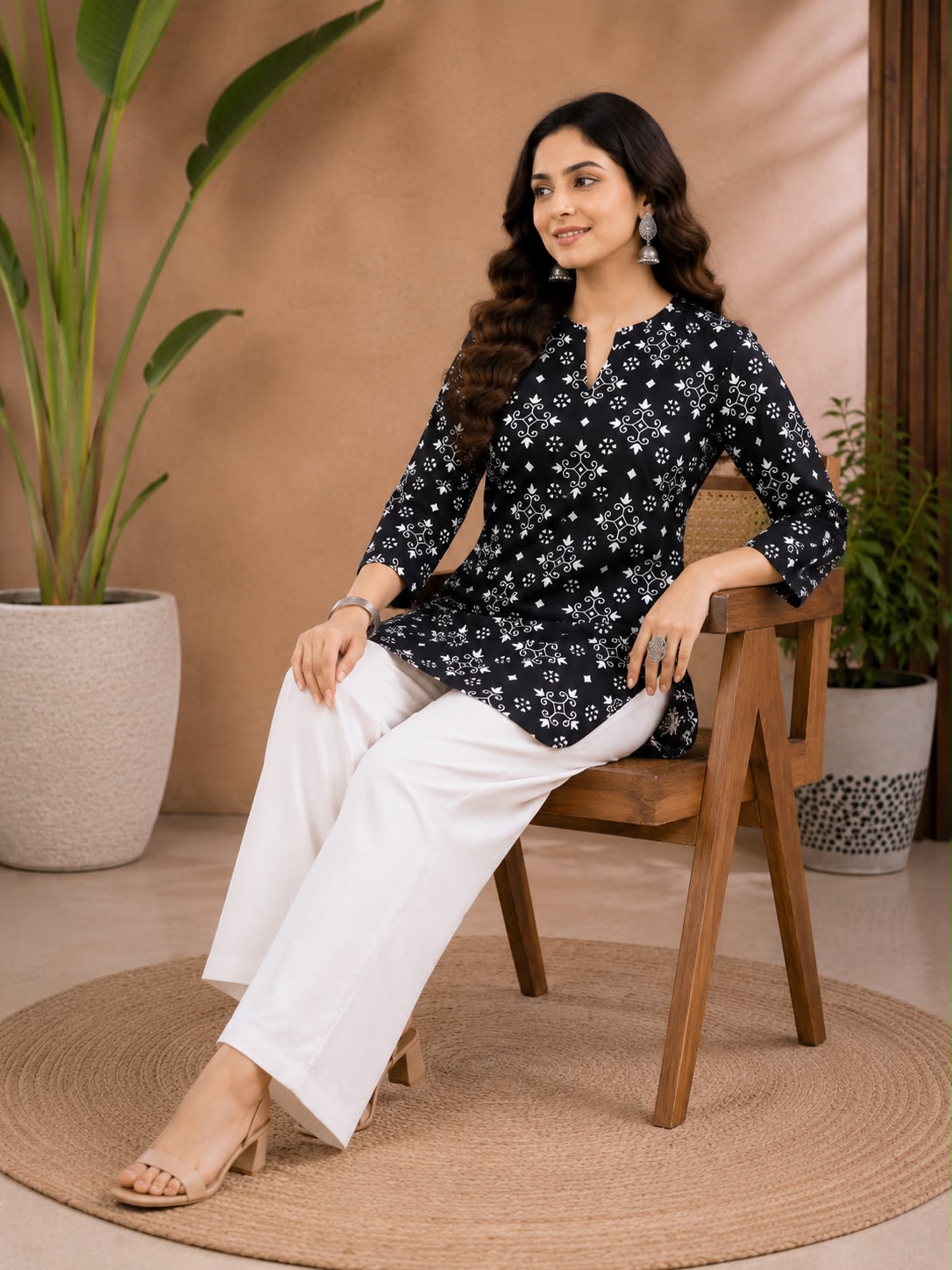 Women's Rayon Slub Digital Print Co-ord Set with Palazzo