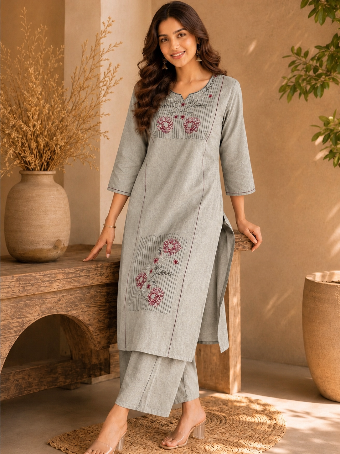 Apolyte Women's Premium Dhabu Cotton Kurta Palazzo Set | Casual, Office & Daily Wear