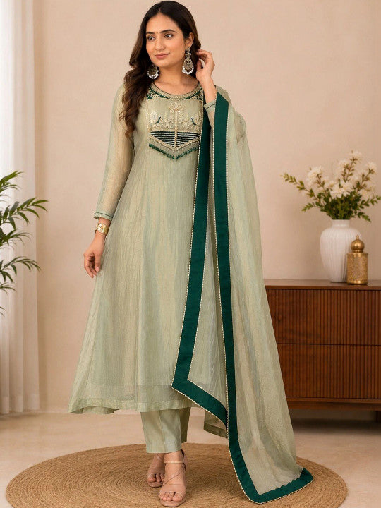 Women’s Embroidered Anarkali Kurta Set with Dupatta