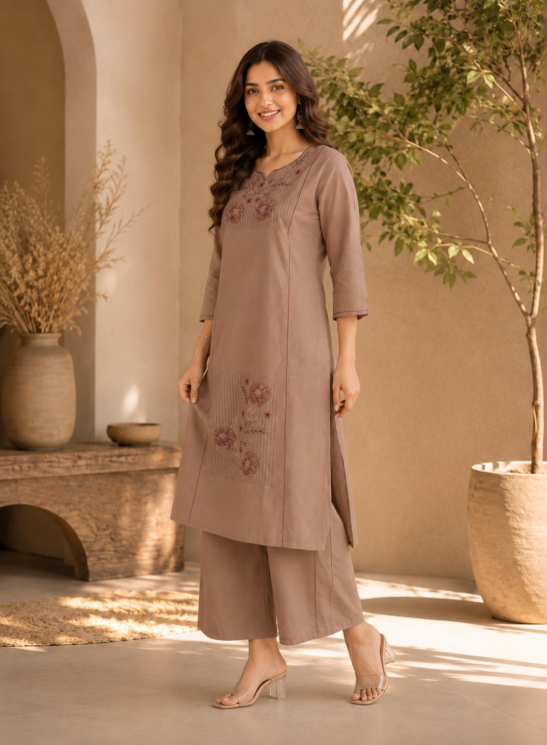 Apolyte Women's Premium Dhabu Cotton Kurta Palazzo Set | Casual, Office & Daily Wear