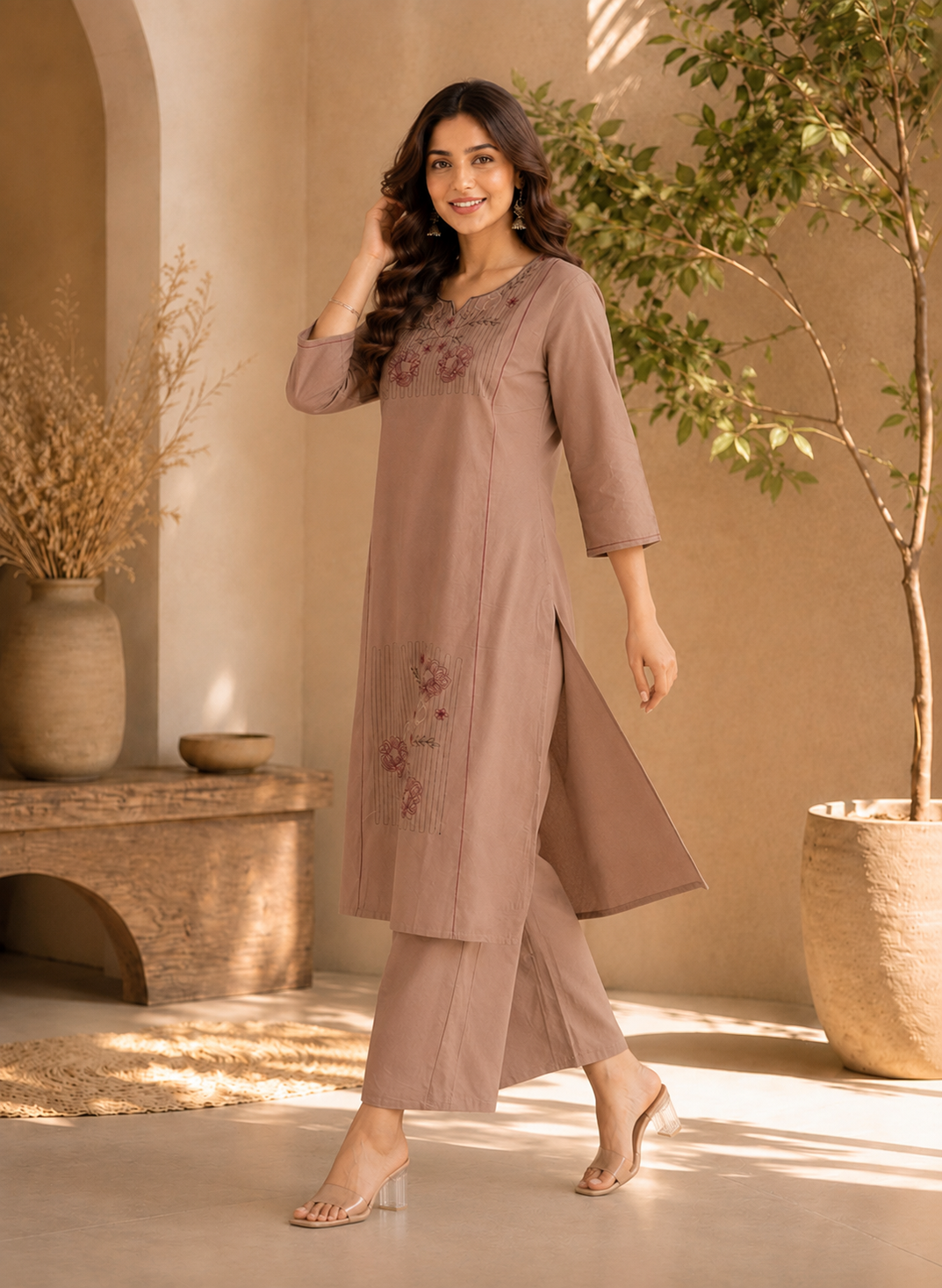 Apolyte Women's Premium Dhabu Cotton Kurta Palazzo Set | Casual, Office & Daily Wear