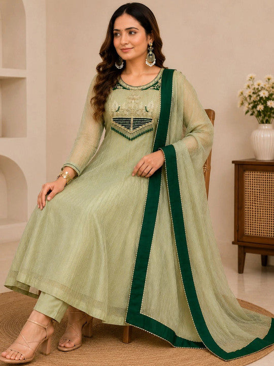 Women’s Embroidered Anarkali Kurta Set with Dupatta
