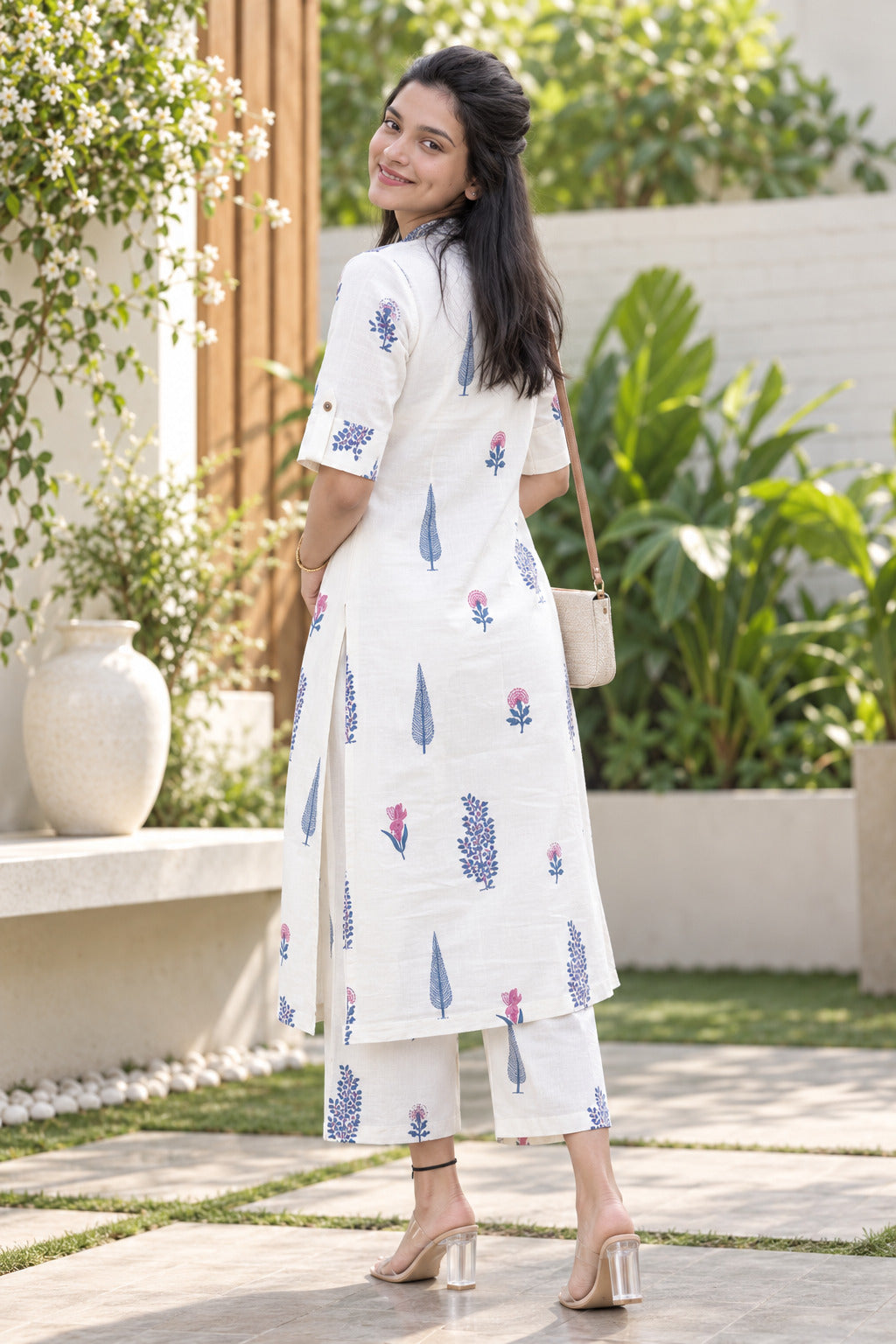 Floral Printed Cotton Kurta Pant Set for Women
