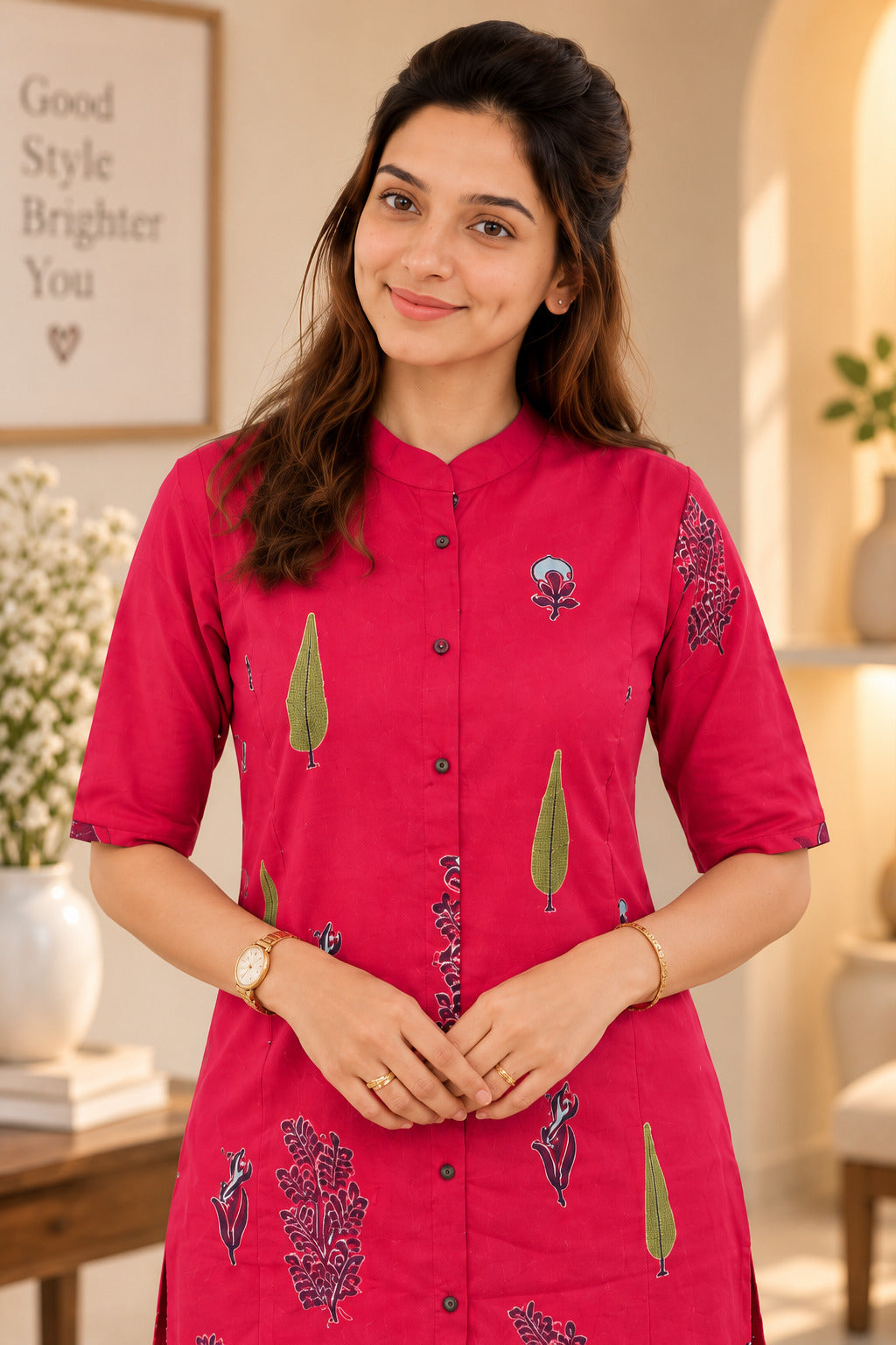 Printed Cotton Kurta Pant Set for Women