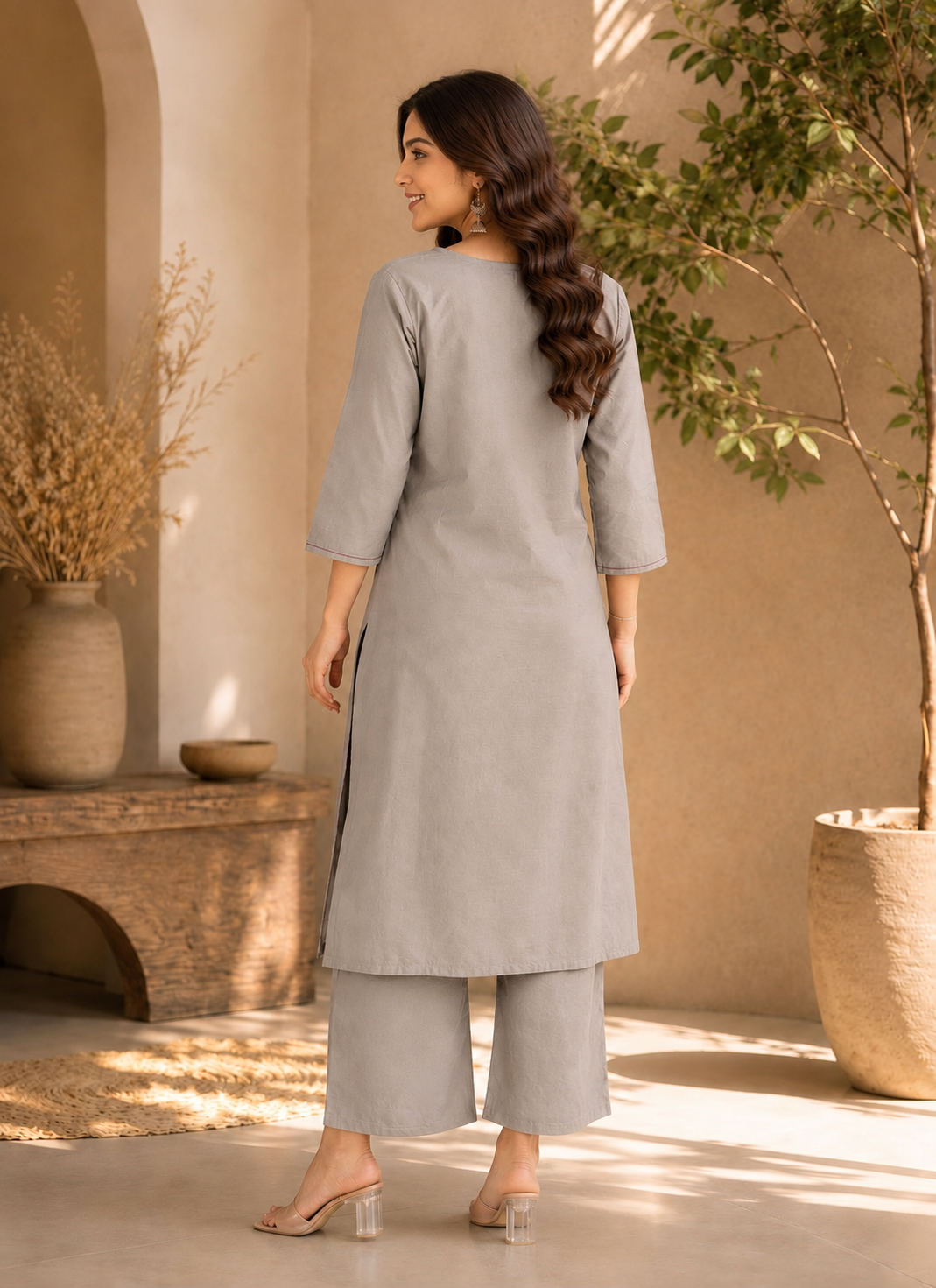 Apolyte Women's Premium Dhabu Cotton Kurta Palazzo Set | Casual, Office & Daily Wear