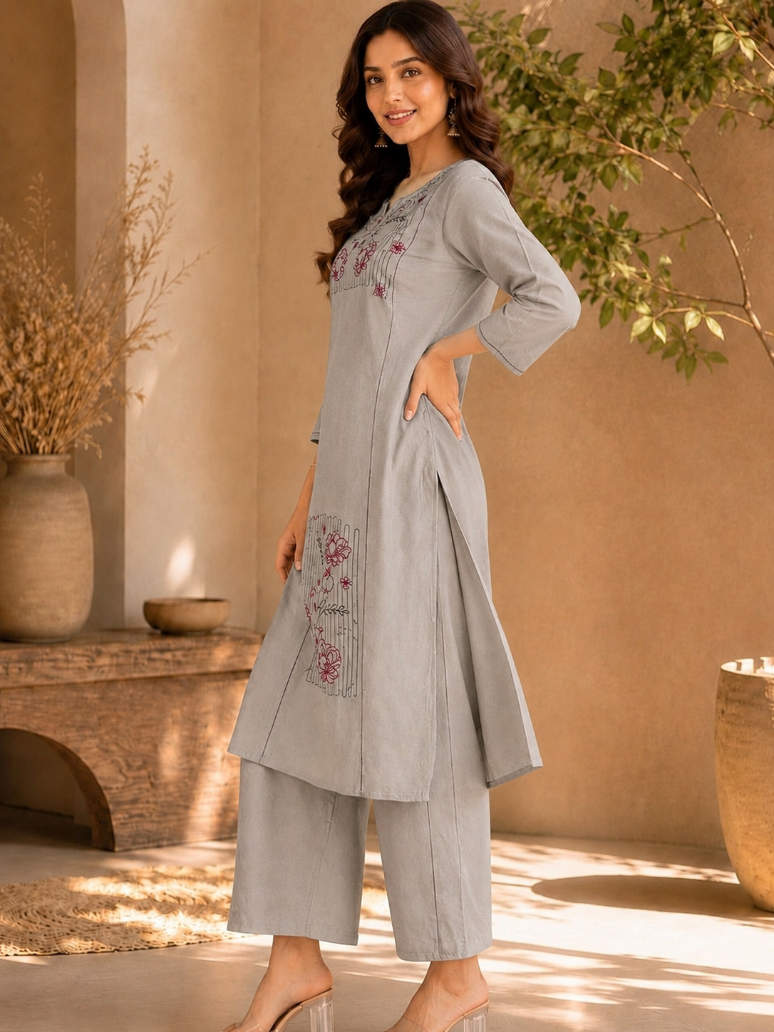 Apolyte Women's Premium Dhabu Cotton Kurta Palazzo Set | Casual, Office & Daily Wear