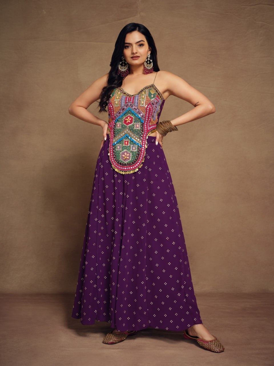 Black Ethnic Embroidered Georgette Co-Ord Set