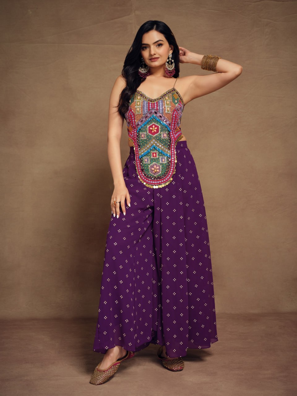 Black Ethnic Embroidered Georgette Co-Ord Set