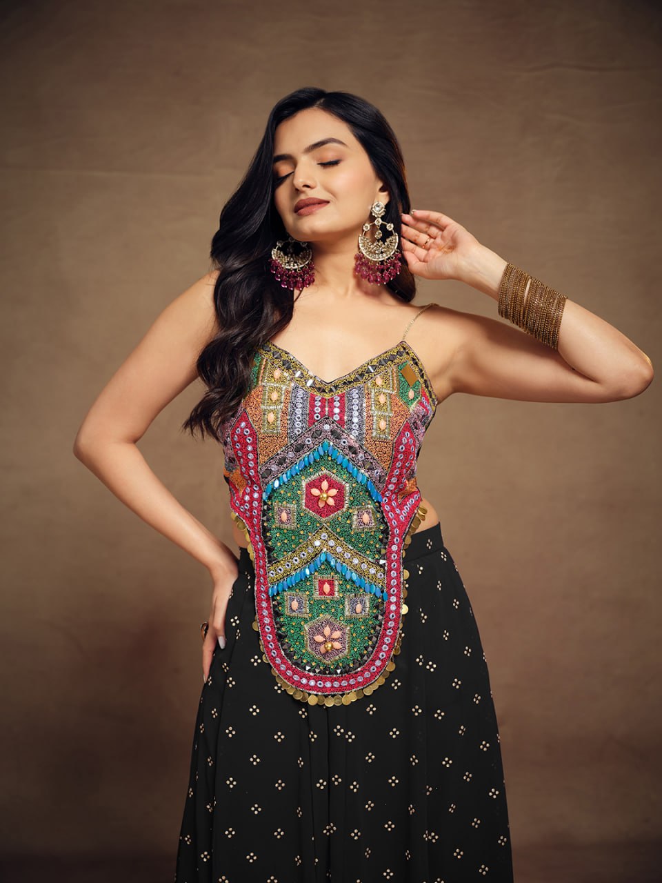 Black Ethnic Embroidered Georgette Co-Ord Set