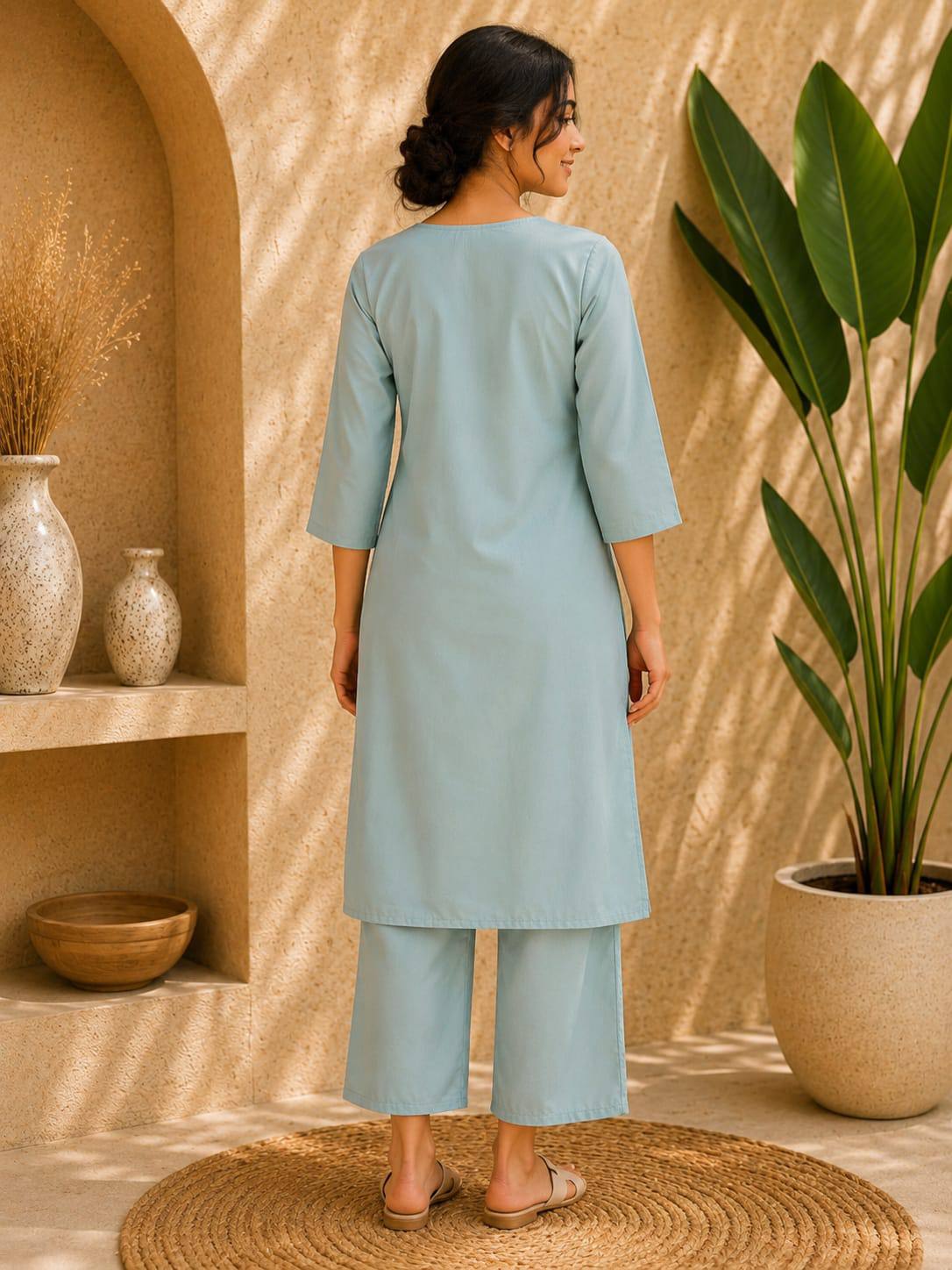 Apolyte Women's Premium 60x60 Cotton Kurta Palazzo Set | Daily, Office & Casual Wear