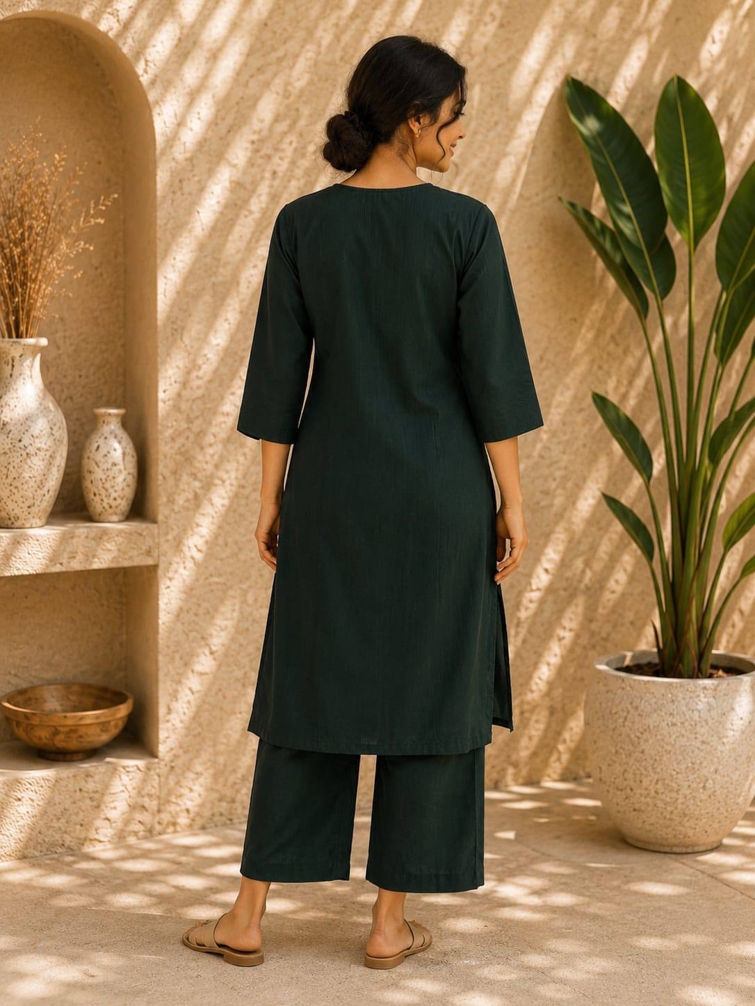 Apolyte Women's Sea Monster Premium 60x60 Cotton Kurta Palazzo Set | Daily, Office & Casual Wear