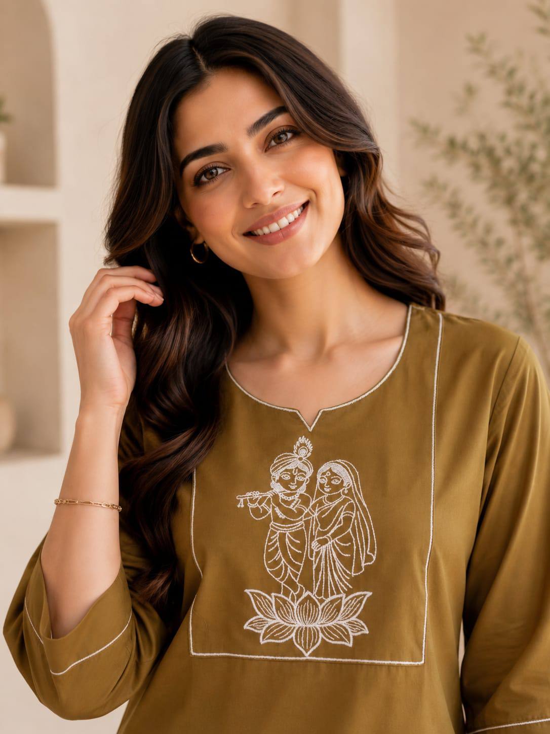 Apolyte Women's Olive Green Premium Slub Cotton Kurta Palazzo Set | Daily, Office & Casual Wear