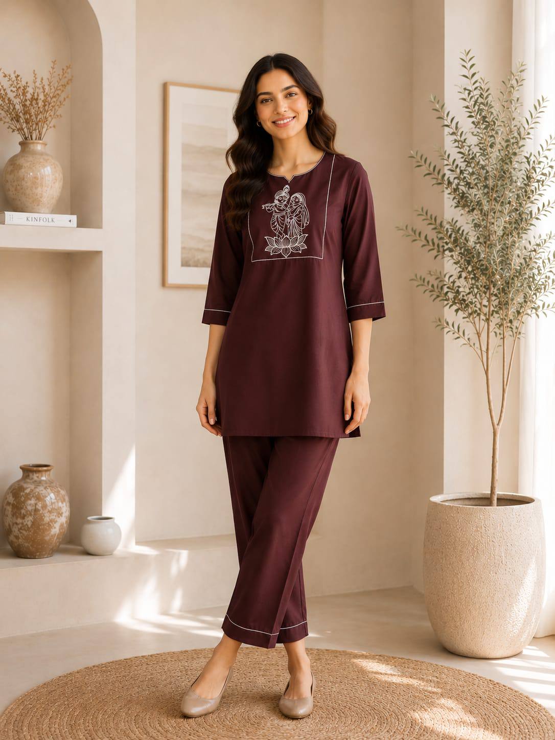 Apolyte Women's Premium Slub Cotton Kurta Palazzo Set | Daily, Office & Casual Wear