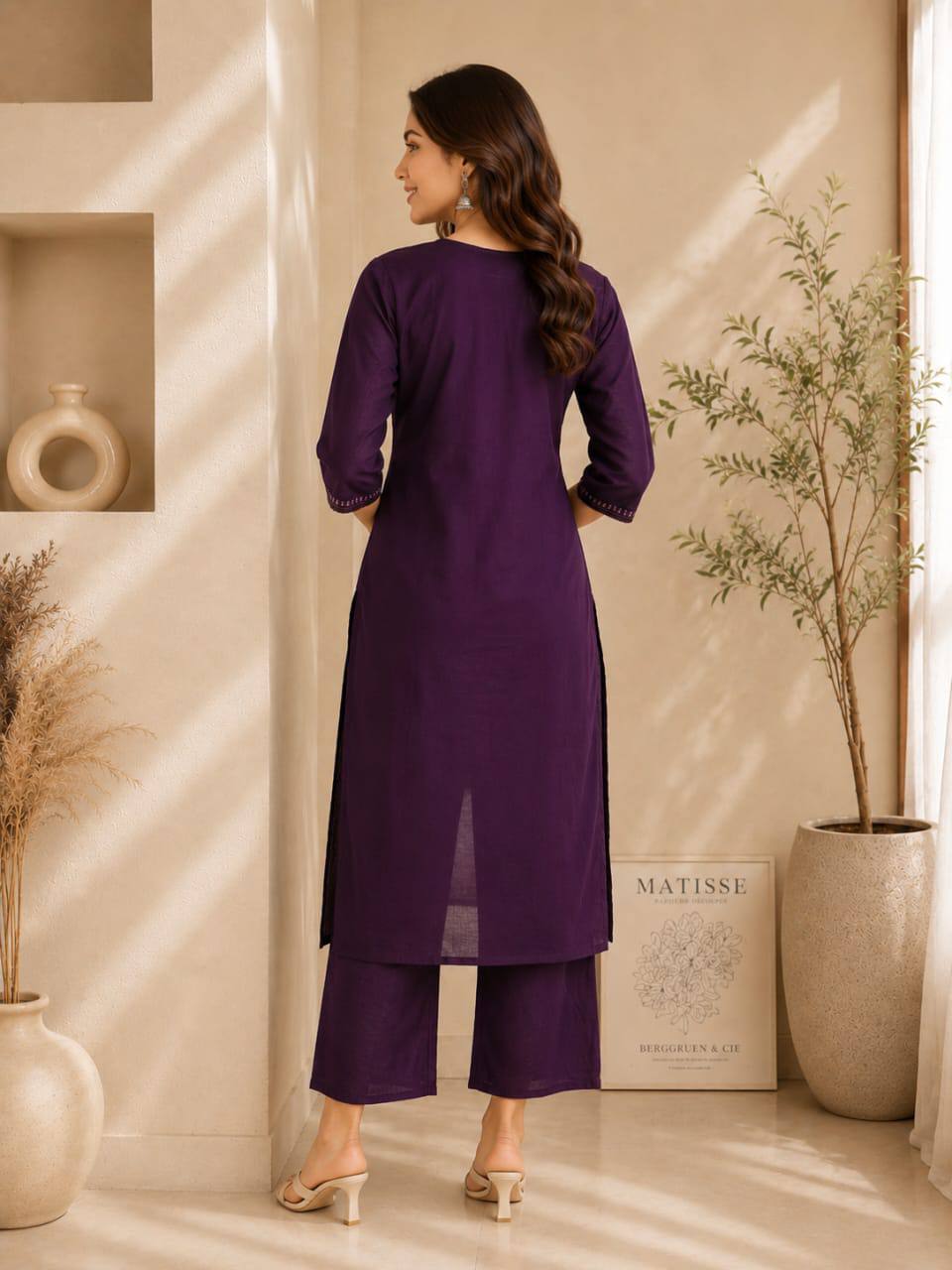 Apolyte Women's Premium 60x60 Cotton Kurta Palazzo Set | Daily, Office & Casual Wear