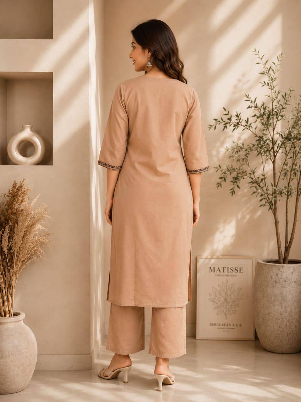 Apolyte Women's Premium 60x60 Cotton Kurta Palazzo Set | Daily, Office & Casual Wear