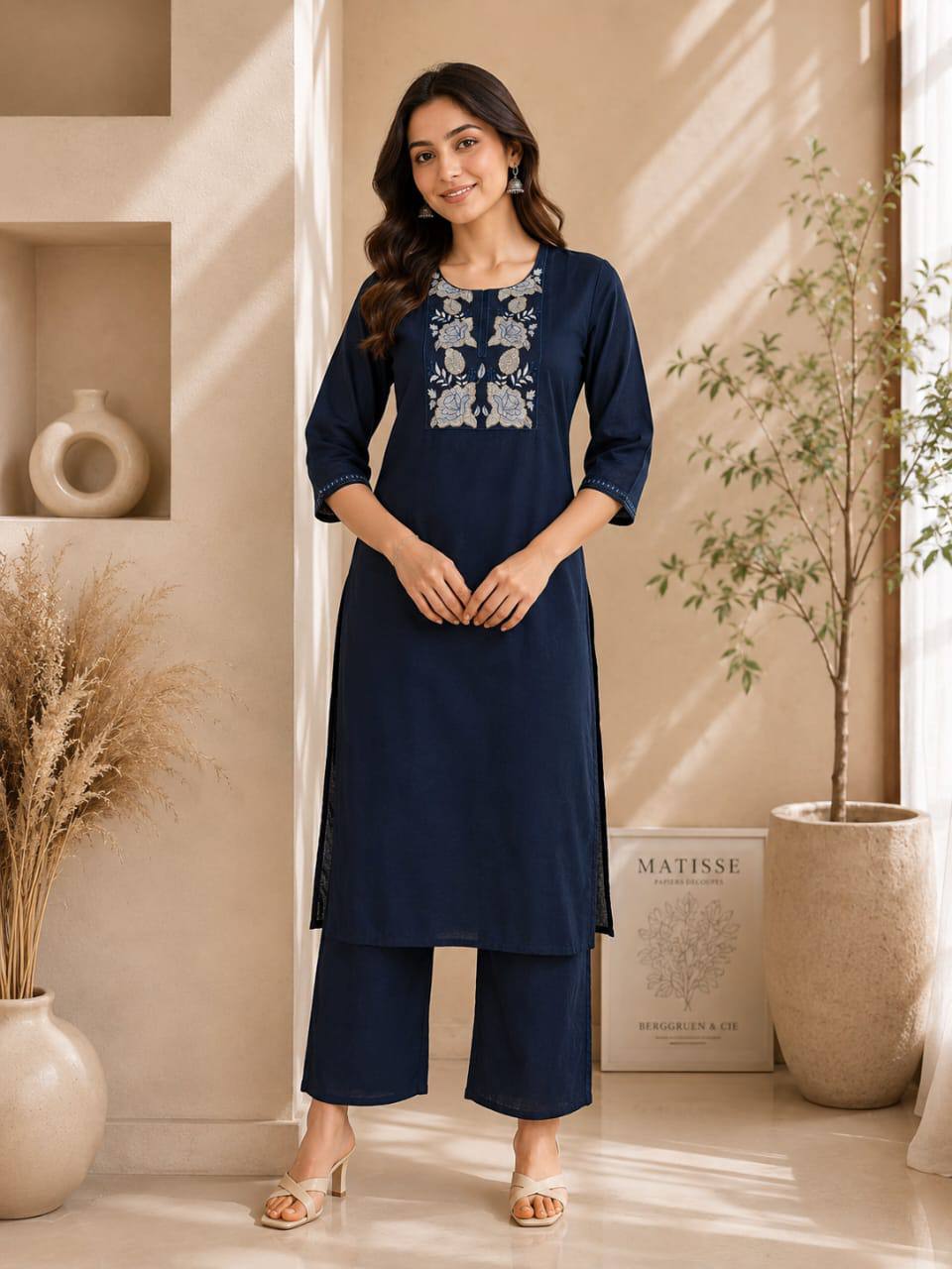 Apolyte Women's Premium 60x60 Cotton Kurta Palazzo Set | Daily, Office & Casual Wear