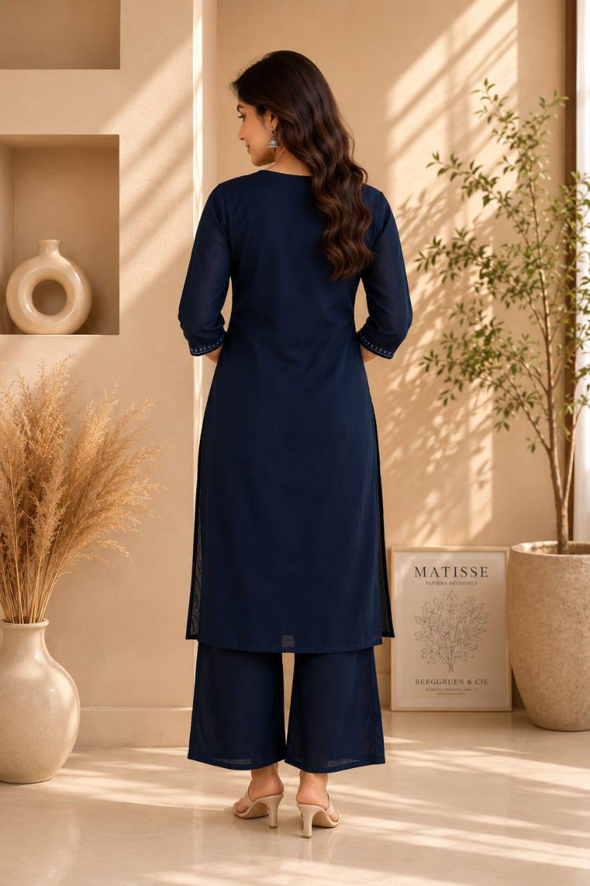 Apolyte Women's Premium 60x60 Cotton Kurta Palazzo Set | Daily, Office & Casual Wear
