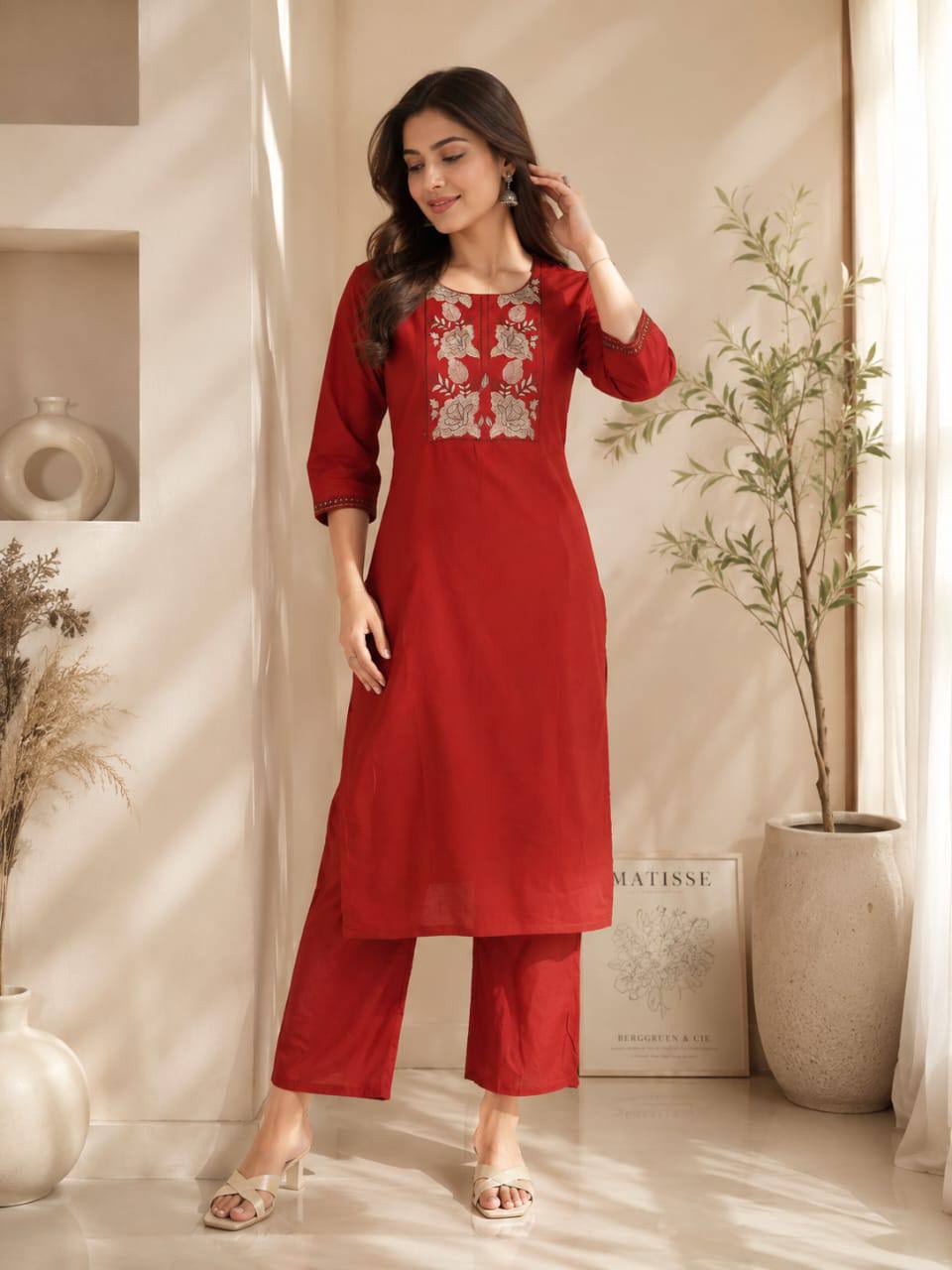 Apolyte Women's Premium 60x60 Cotton Kurta Palazzo Set | Daily, Office & Casual Wear