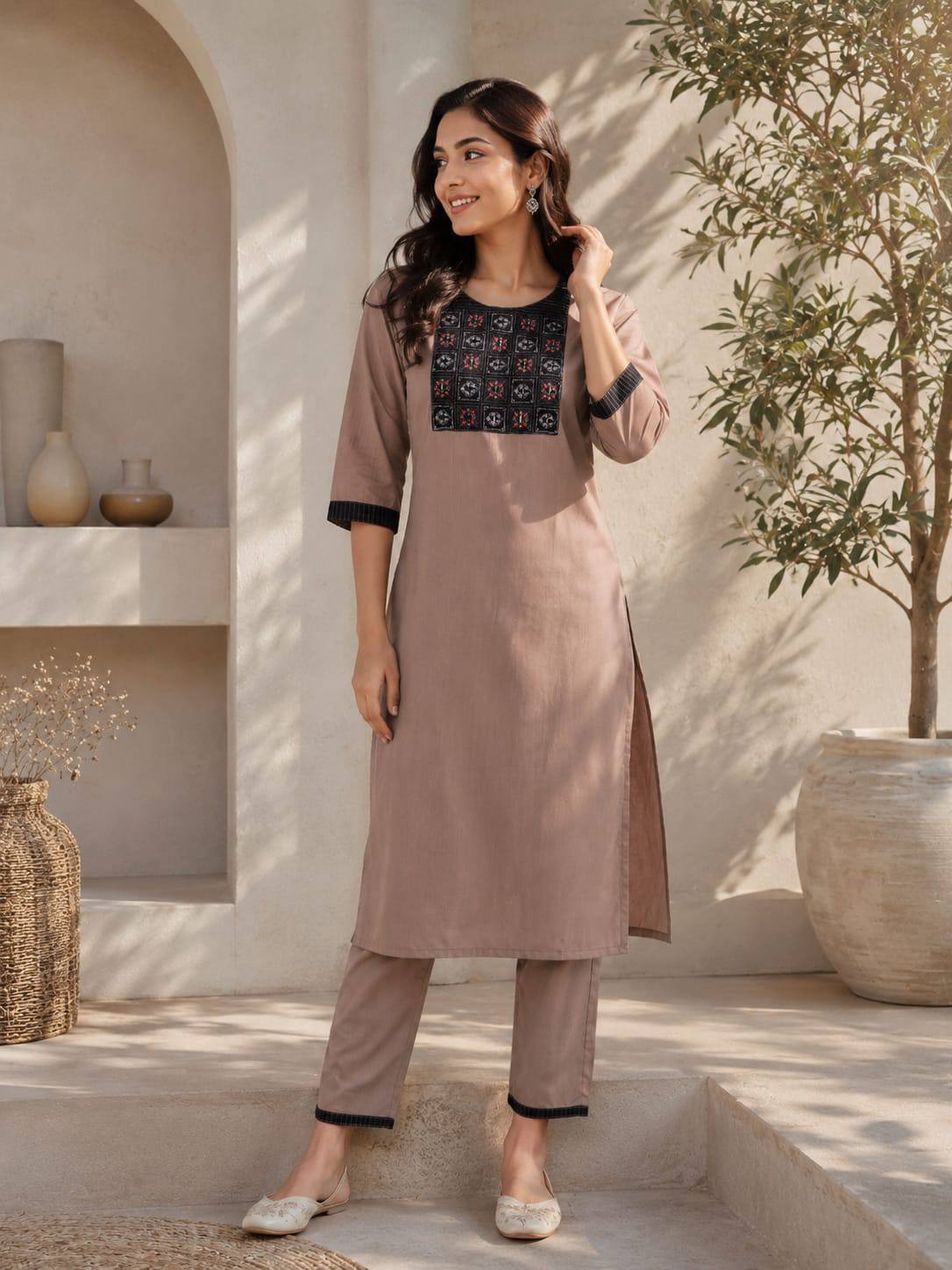 Apolyte Women's Premium Slub Cotton Kurta Palazzo Set | Daily, Office & Casual Wear