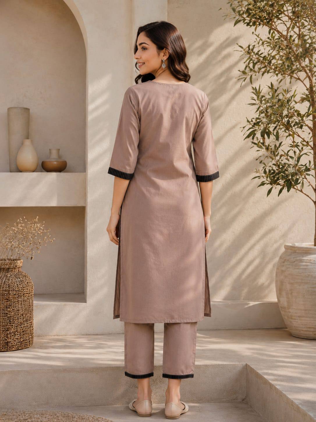 Apolyte Women's Premium Slub Cotton Kurta Palazzo Set | Daily, Office & Casual Wear