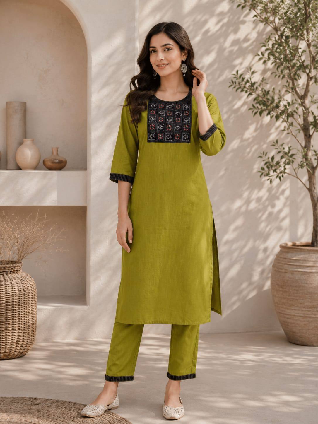 Apolyte Women's Premium Slub Cotton Kurta Palazzo Set | Daily, Office & Casual Wear