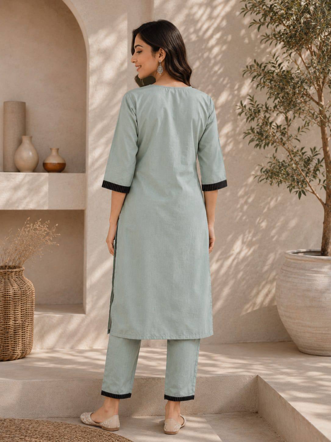 Apolyte Women's Premium Slub Cotton Kurta Palazzo Set | Daily, Office & Casual Wear