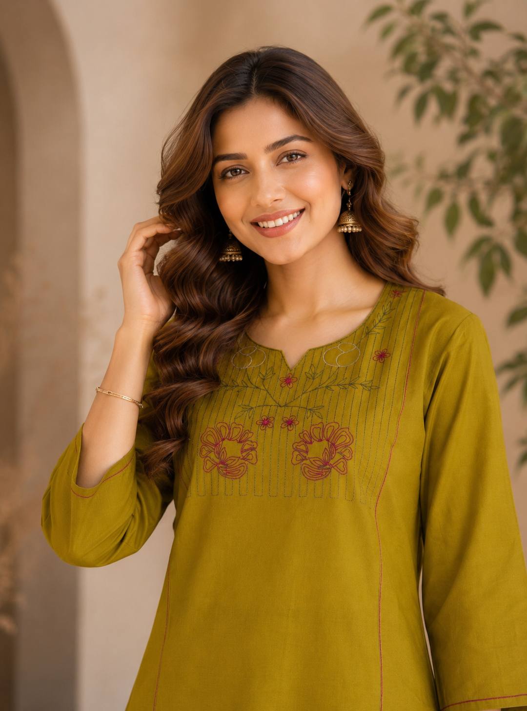 Apolyte Women's Hand Block Dhabu Print Cotton Kurta Set | Palazzo & Dupatta Ethnic Wear