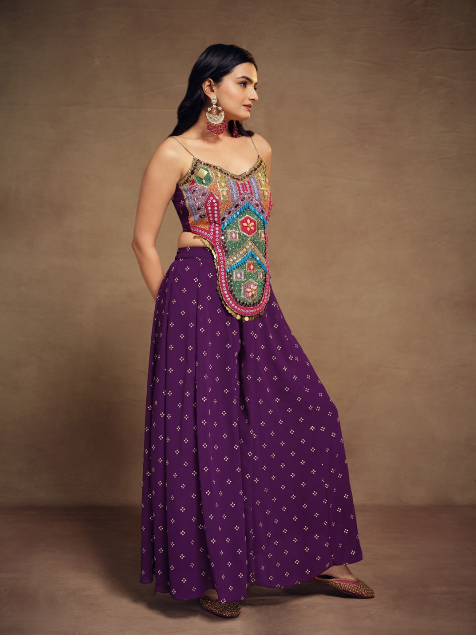 Black Ethnic Embroidered Georgette Co-Ord Set