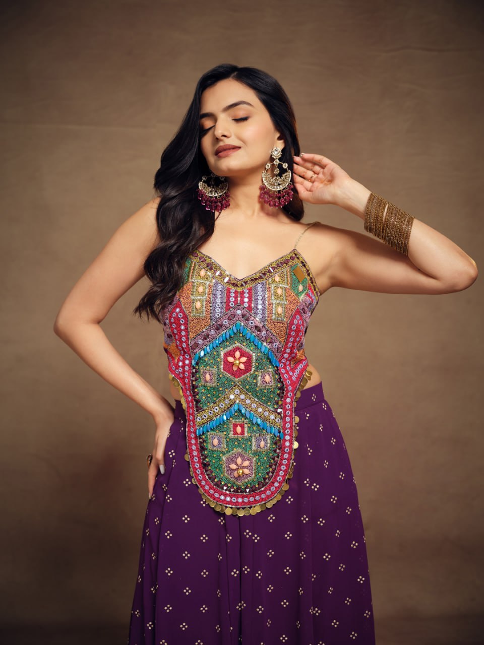 Black Ethnic Embroidered Georgette Co-Ord Set