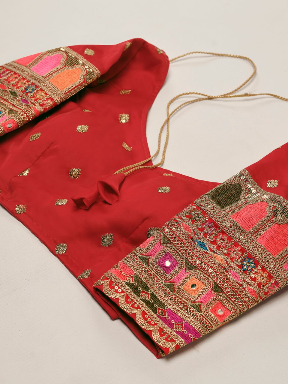 Mustard Embroidered Crepe Lehenga Choli Set with Dupatta