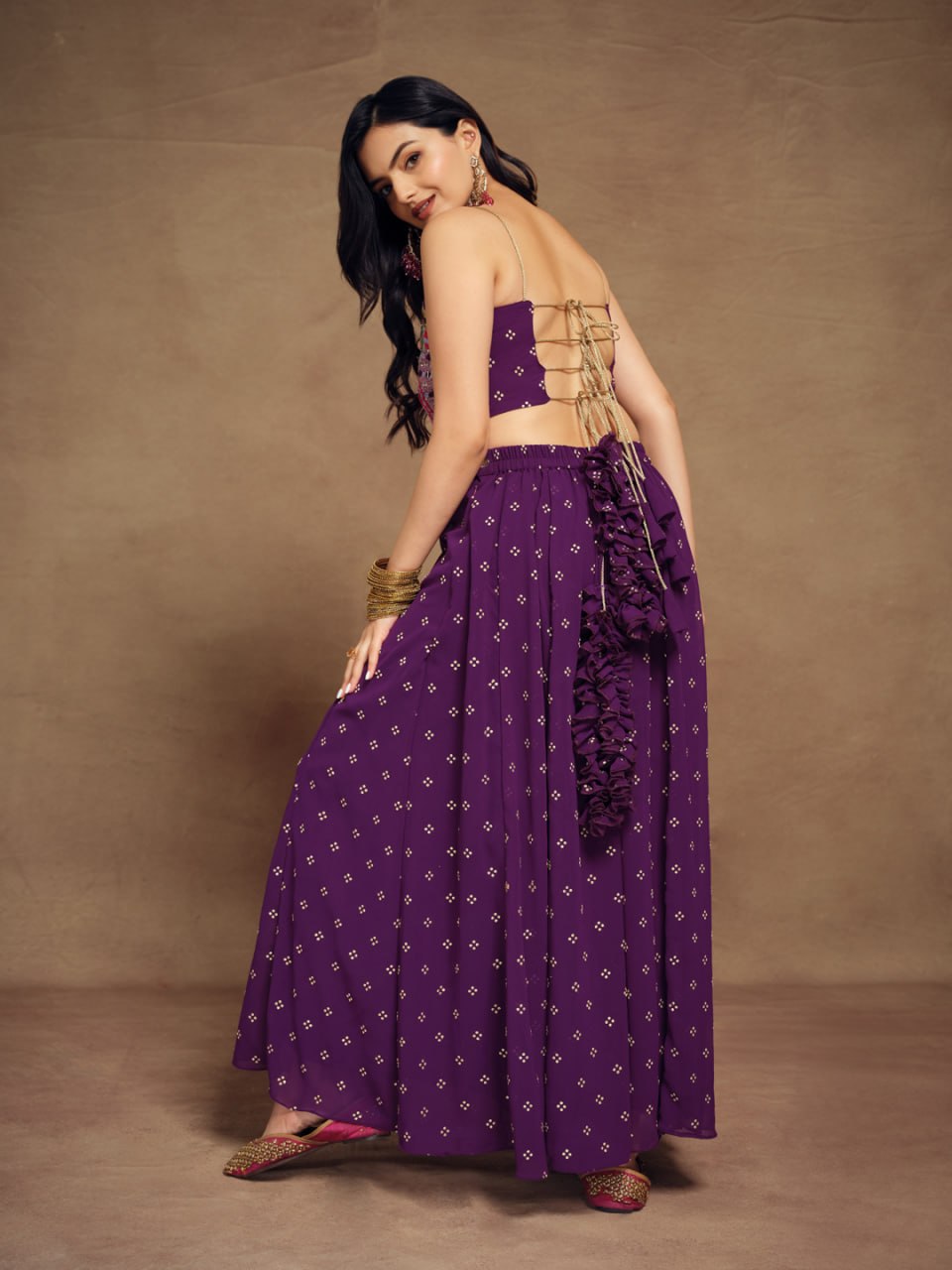 Black Ethnic Embroidered Georgette Co-Ord Set