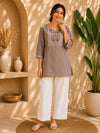 related-Taupe Embroidered Dhabu Cotton Kurti Set for Women